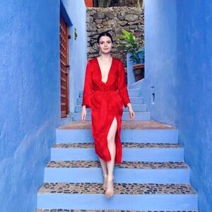 Topshop Vibrant Red Textured Dress